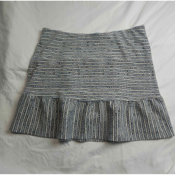 LOFT Dresses & Skirts - Loft Mini Skirt XL Black White Striped Textured Flounce Hem Nautical Summer Boho